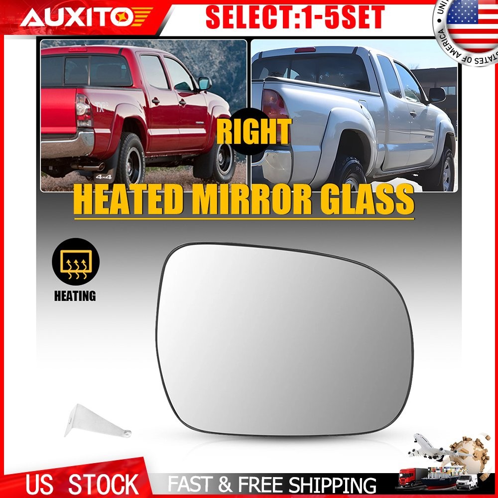 Heated Mirror Glass with Backing Plate Fit Toyota Tacoma 2005-11 Passenger 1-10