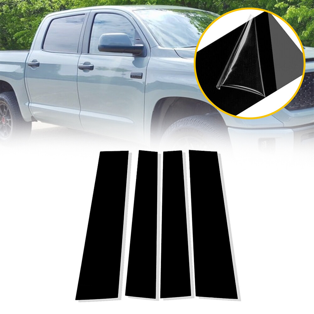Fit Toyota Post Tundra Pillar Door 2007-2021 Window Trim Black Covers Glossy USA