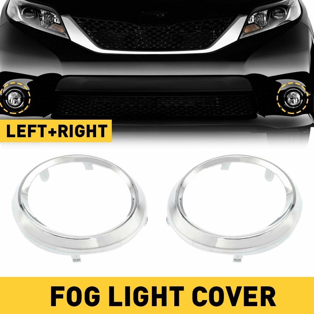 For Toyota Sienna SE Pair Lamp Fog Light Bezel Cover Chrome Trim Rings 2011-2017