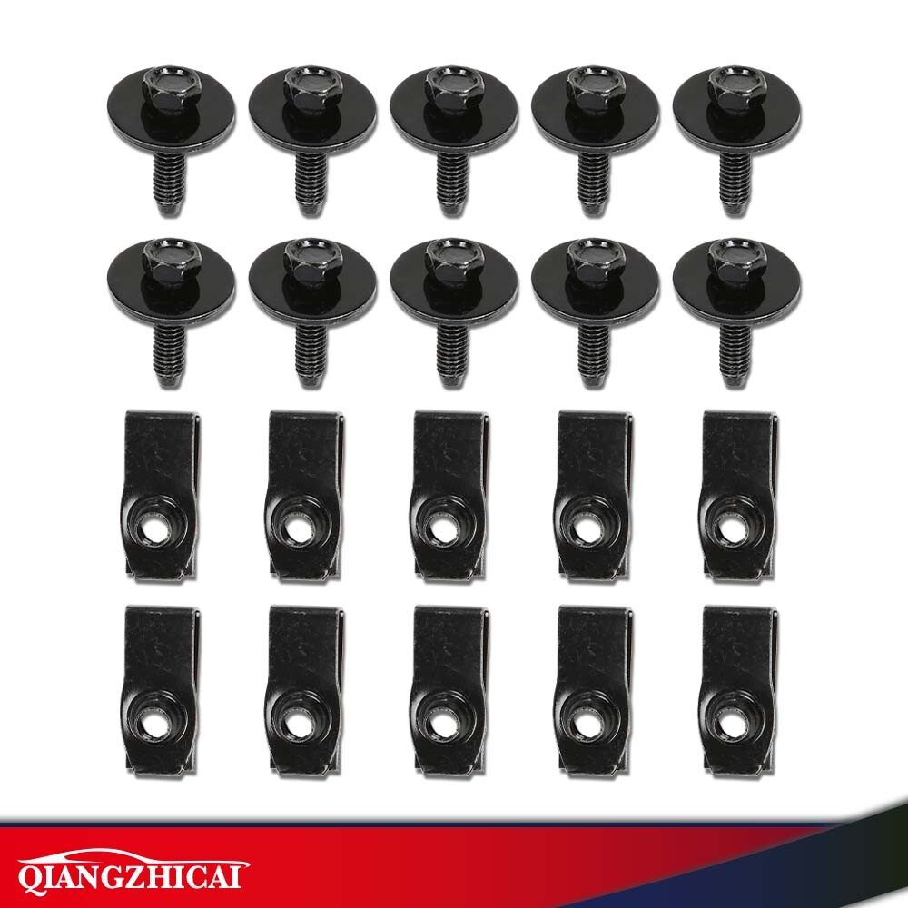 20Pcs Fit For Ford Truck Body Bolts & U-nut Clips- M6-1.0 x 25mm- 10mm Hex USA