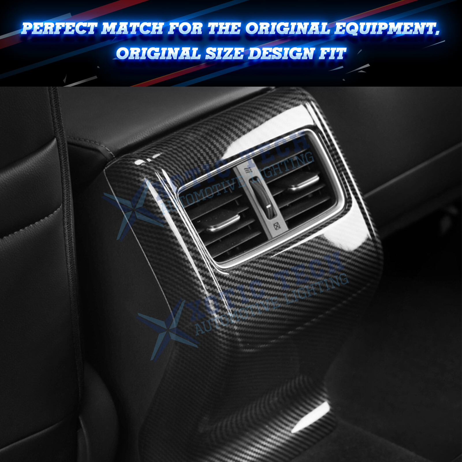 For Honda Accord 18-22 Accessories Carbon Look Rear Armrest Air Vent Cover Trim