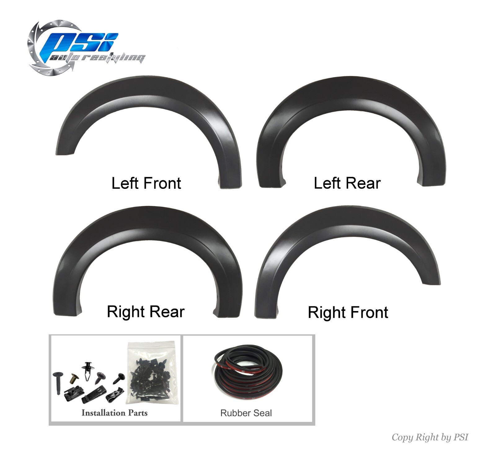 Extension Style Fender Flares Fits Ford F-150 2015-2017 Paintable Finish