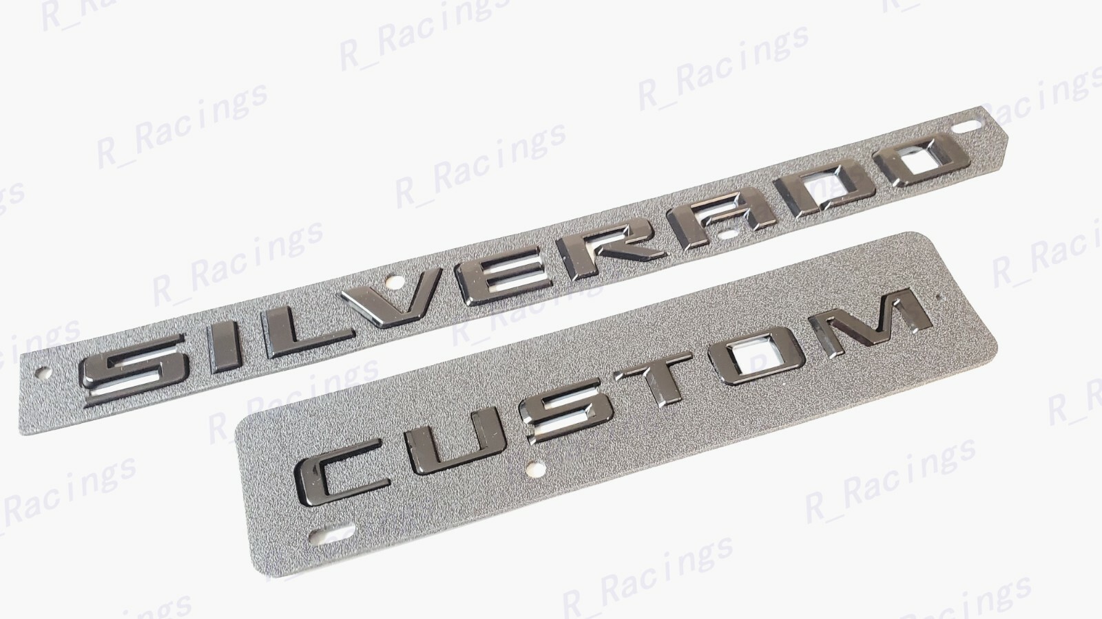 2PCS Tailgate Gloss Black Silverado Custom Emblem Letter Fit 2019-2022 Silverado
