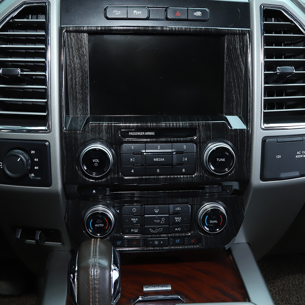 Black Wood Grain Console Navigation GPS Panel Trim Cover For Ford F150 2015-2020