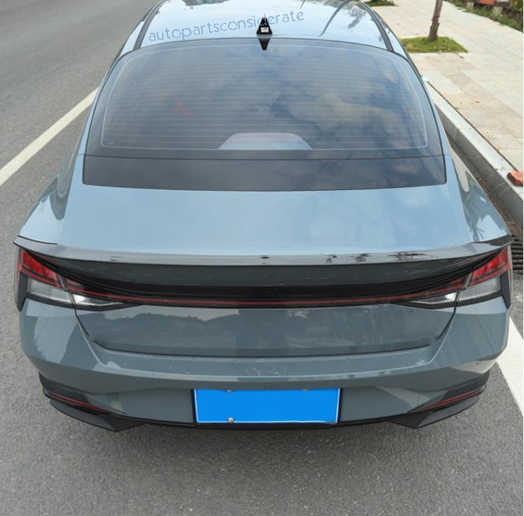 For Hyundai Elantra 2021-2024 Glossy Black Rear Trunk Spoiler Wing Flap Bar 1X
