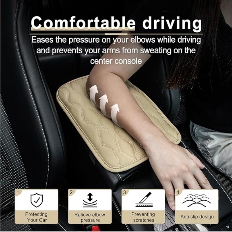 1x Car Center Console Cushion Pad Leather Waterproof Armrest Box Cover Protector