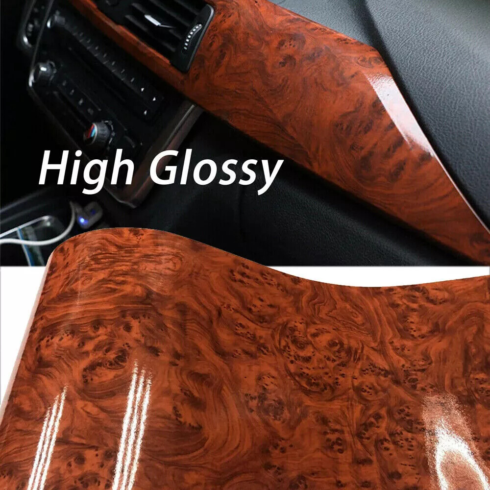 12 X 39” Car Sticker Glossy Walnut Wood-Grain Vinyl Wrap Wrap Film Accessories