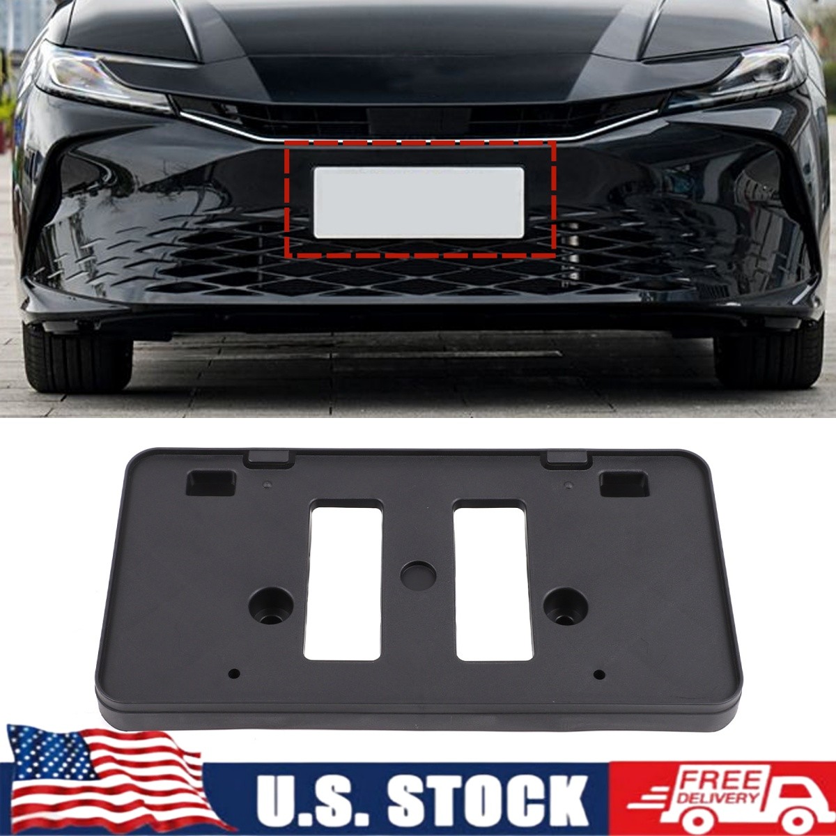 ABS Black License Plate Bracket Front For Toyota Camry SE XSE 2018-2024 US