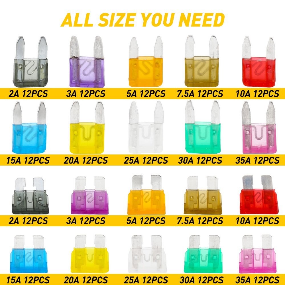 For Car 220Pcs Assorted Auto Fuse Replacement ATO ATC ATM Regular Blade Fuses US