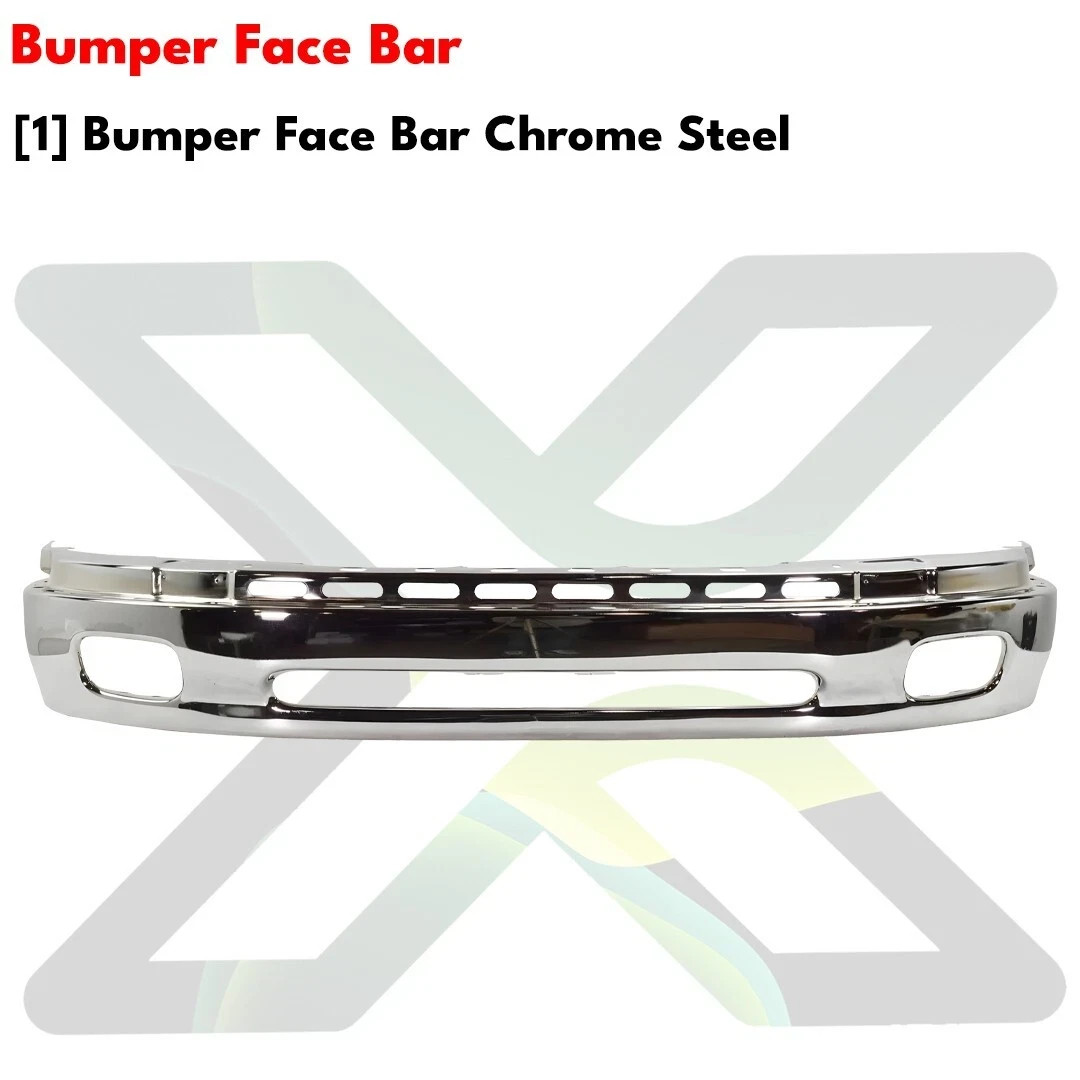 Front Bumper Chrome Steel & Bumper Trim Primed Kit For 2000-2006 Toyota Tundra