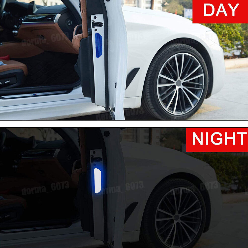 4x Reflective Tape Warning Safety Mark Car Door Stickers Car Accessories Blue
