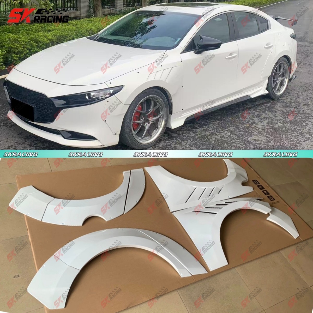 Fits For 2019-23 Mazda 3 Axela Unpainted FRP Fender Flare Wheel Arch Cover Trims