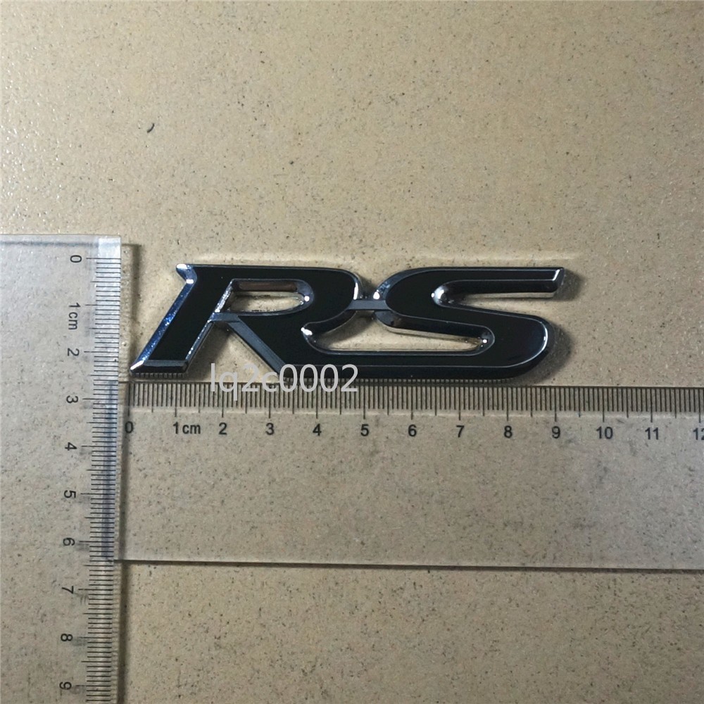 Black Silver RS Metal 1x Big Grille Emblem + 2x Small Sticker Decal Badge Motors