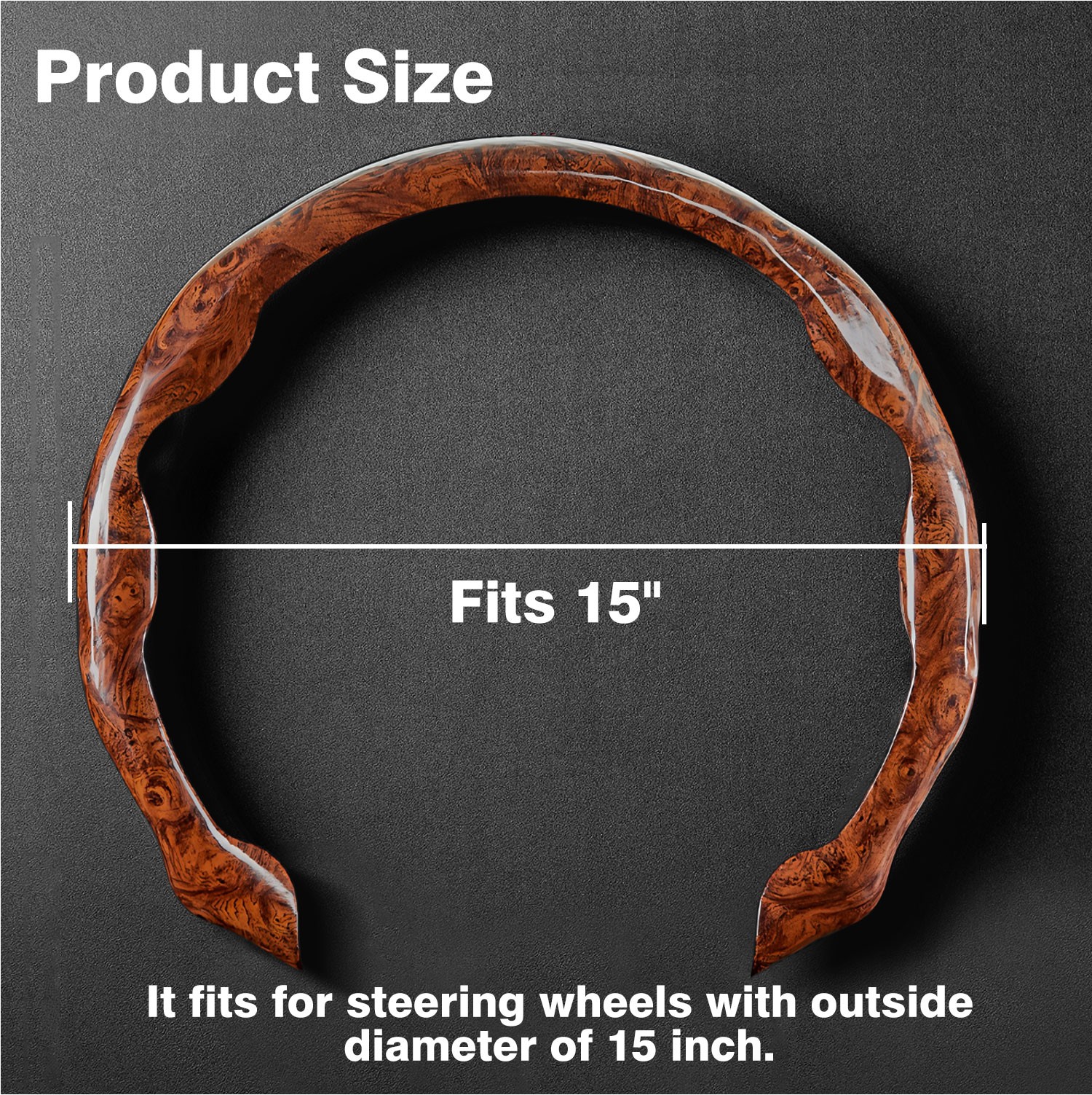 Leather Carbon Fiber Grain Car Steering Wheel Cover Universal Size 14.5-15″