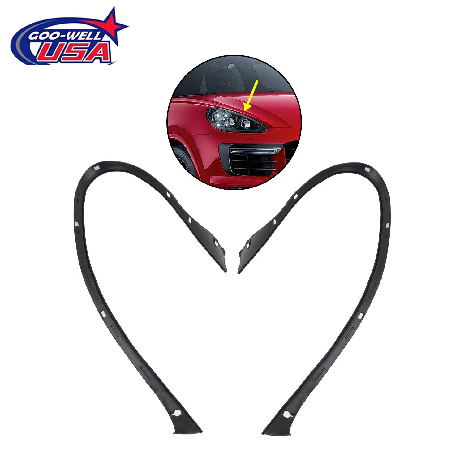 2Pcs Headlight Seal Trim Strip Rubber for 2011 2012 2013 2014 Porsche Cayenne