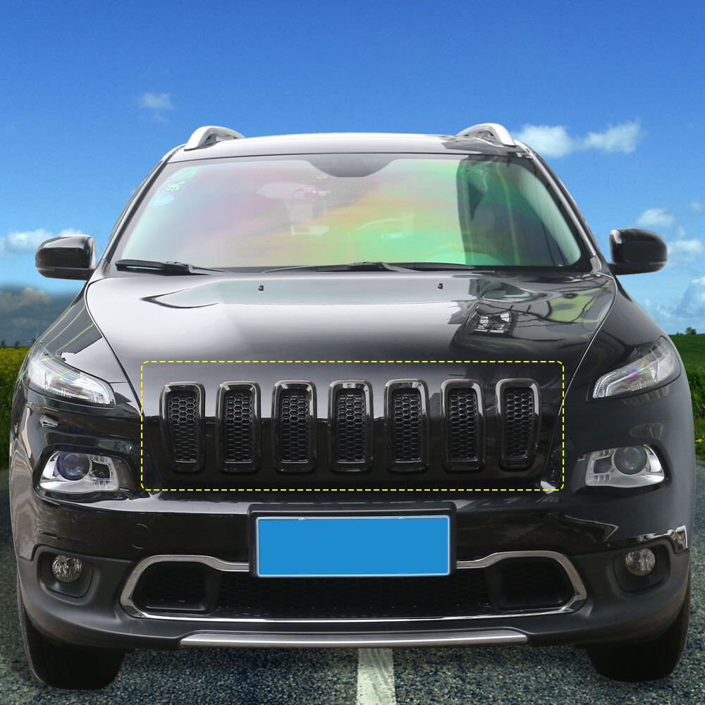 7pcs for 2014-18 Jeep Cherokee Front Grille Inserts Grill Frame Decor Trim Bezel