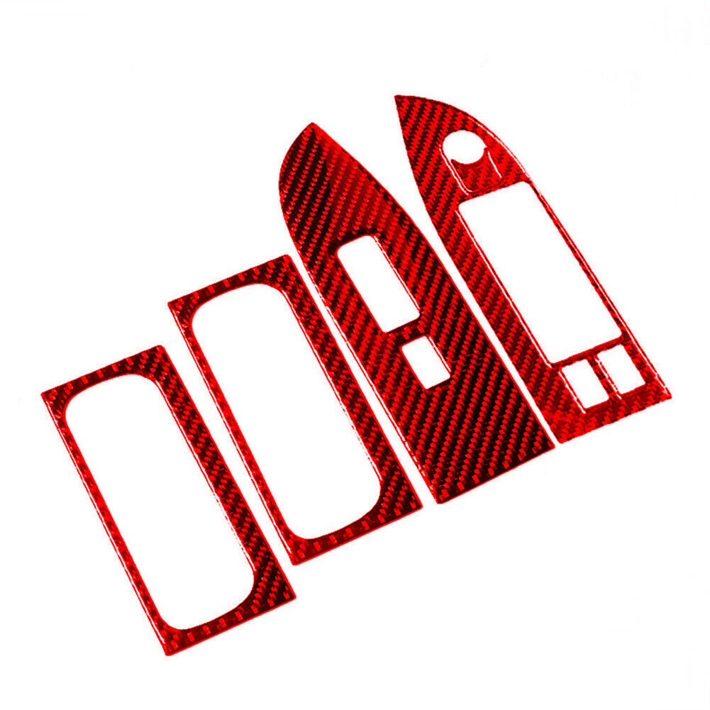 5Pcs Red Carbon Fiber Front Door Control Cover Trim For Suzuki Grand Vitara