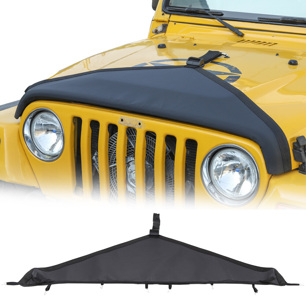 Front Hood Engine Bra Cover T-Style Protector For Jeep Wrangler TJ 1997-06 Black
