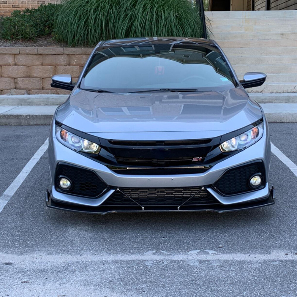 Carbon Fiber Front Bumper Lip Spoiler Splitter+Strut Rods For Honda Civic Accord