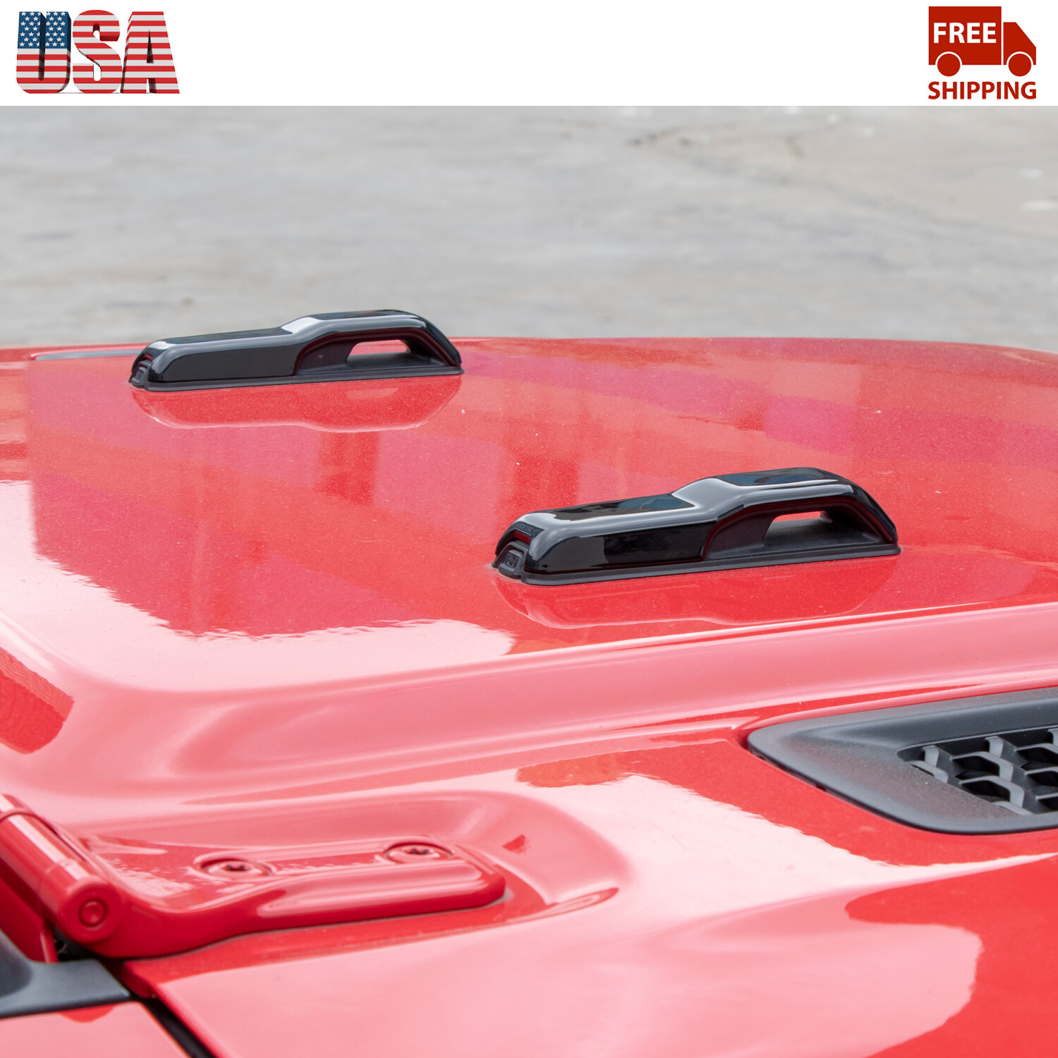 Hood Spray Nozzle Decorative Cover Trim Black For Jeep Wrangler JL 2018+ 2/4Dr
