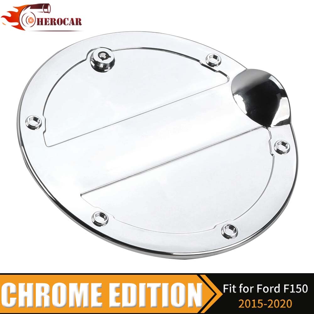 Car Door Gas Cap Cover Locking Fuel Tank Trim For Ford F150 2015-17 Chrome