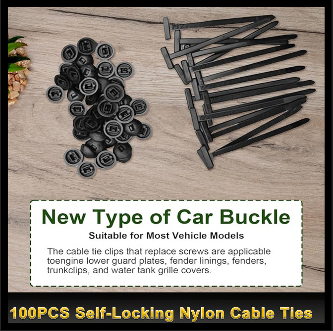Heavy Duty Nylon Universal Cable Tie Buckle Self Locking Zip Ties Holder 100pcs