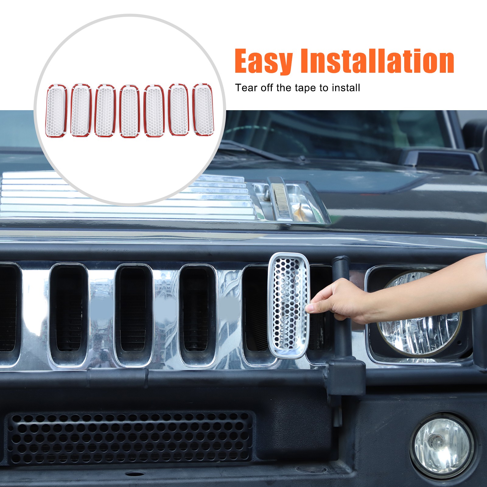 Front Grille Inserts Cover Trim Accessories ABS Chrome For Hummer H2 2003-2007