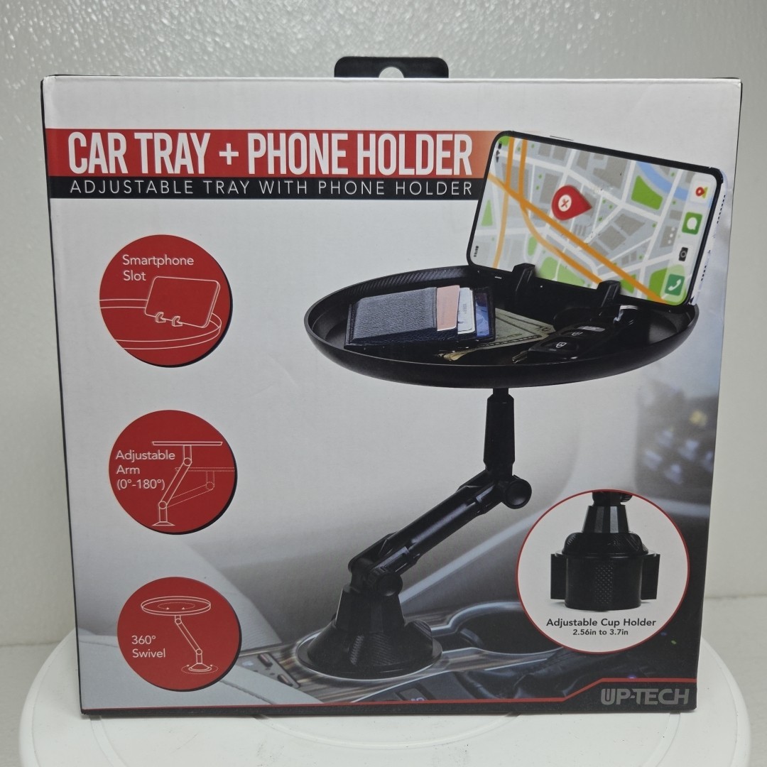 UP-TECH Adjustable Cup Holder ,Tray And Phone Holder Multi Use