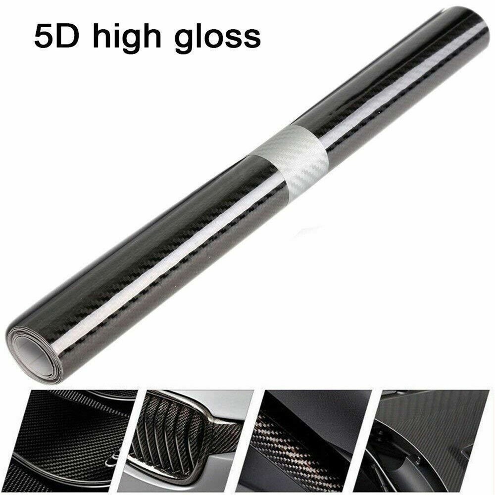 Car Stickers Carbon Fiber Vinyl 12″x60″ 5D SUPER Shiny Gloss Glossy Wrap Black