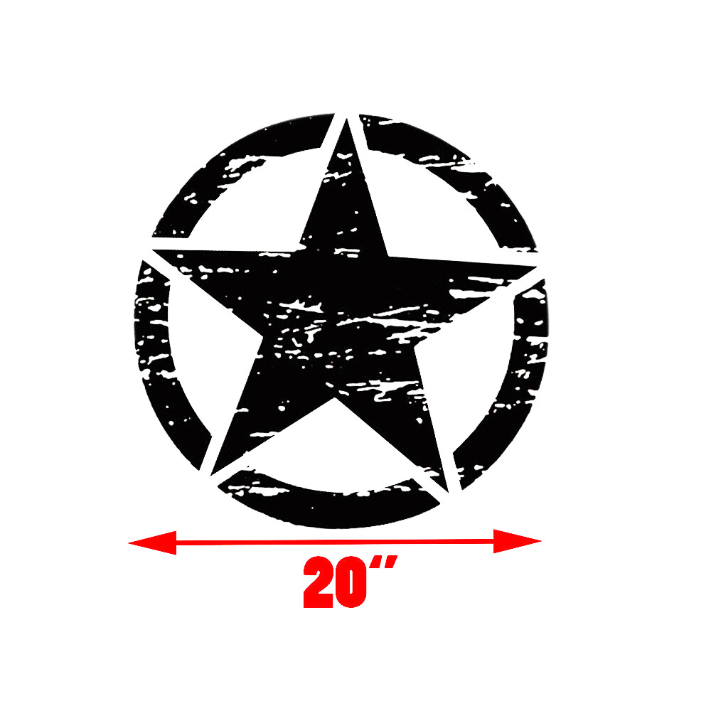 20” Army Star Pentastar Distressed Hood Vinyl Decal Sticker For SUV Trucks