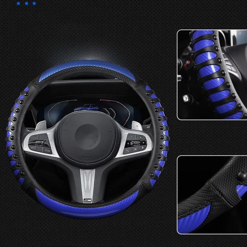 15″ Black Leather Breathable Car Steering Wheel Cover Accessories For Subaru