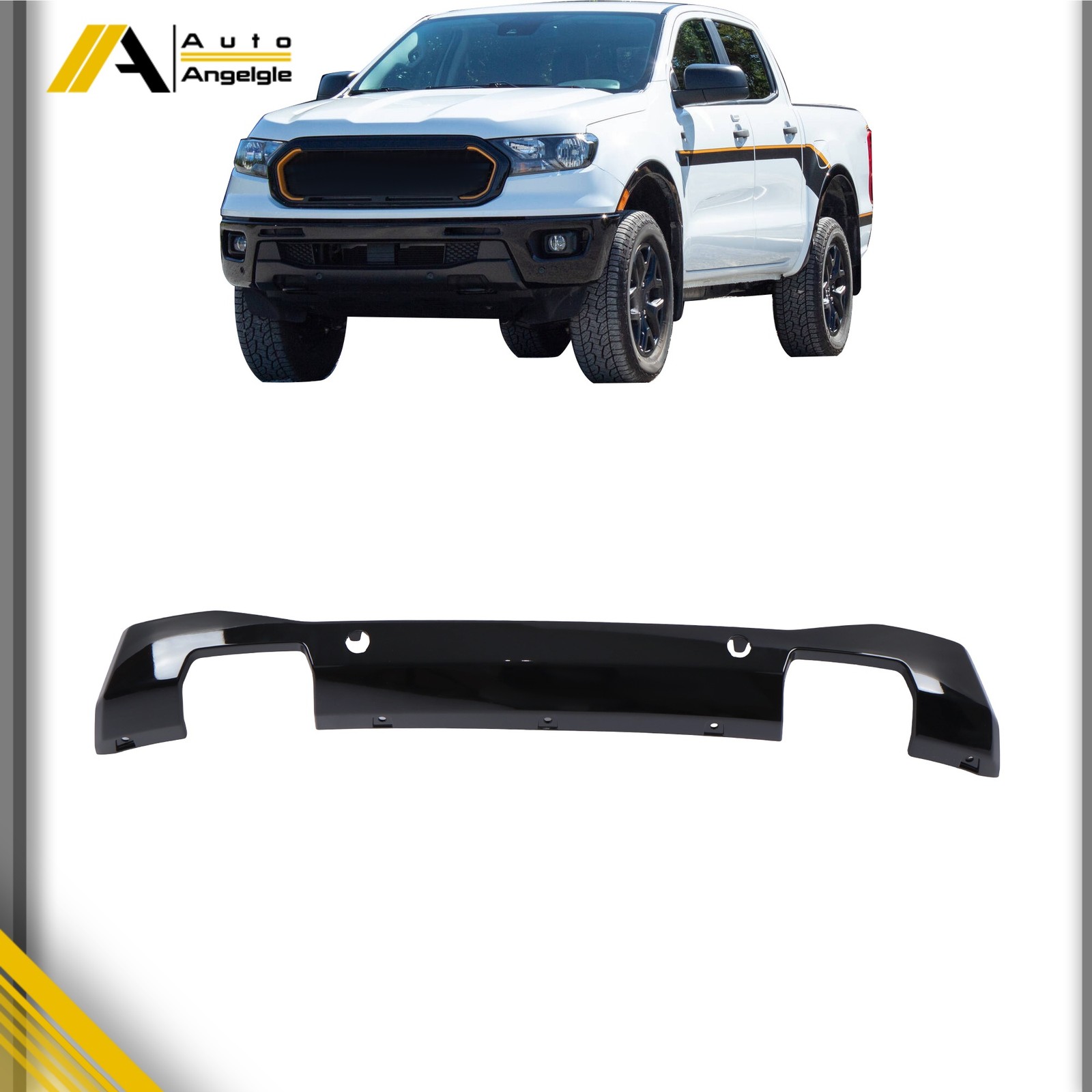 Front Lower Valance Panel W/ Sensor Holes Black For Ford Ranger 2019- 2022 2023