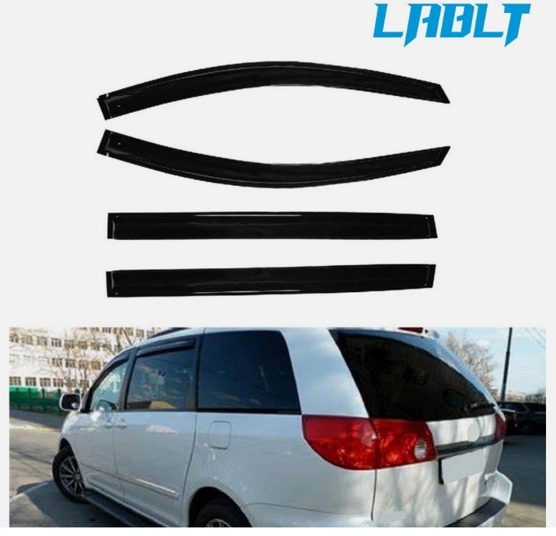 LABLT Window Visors Vent Rain Guard Deflector Black For Toyota Sienna 2004-2009