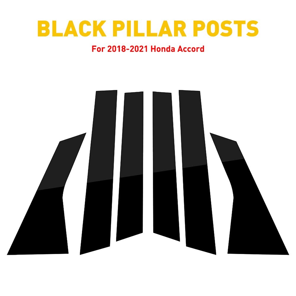 6X Black Pillar Posts Window Door Trim Cover For Honda Accord Sedan 2018-2021 US