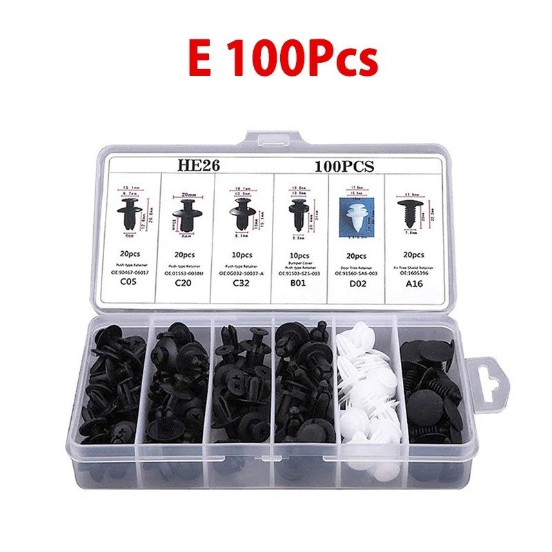 Auto Fastener Clip Mixed Car Body Push Rivet Bumper Door Trim Kit 100PCS Set