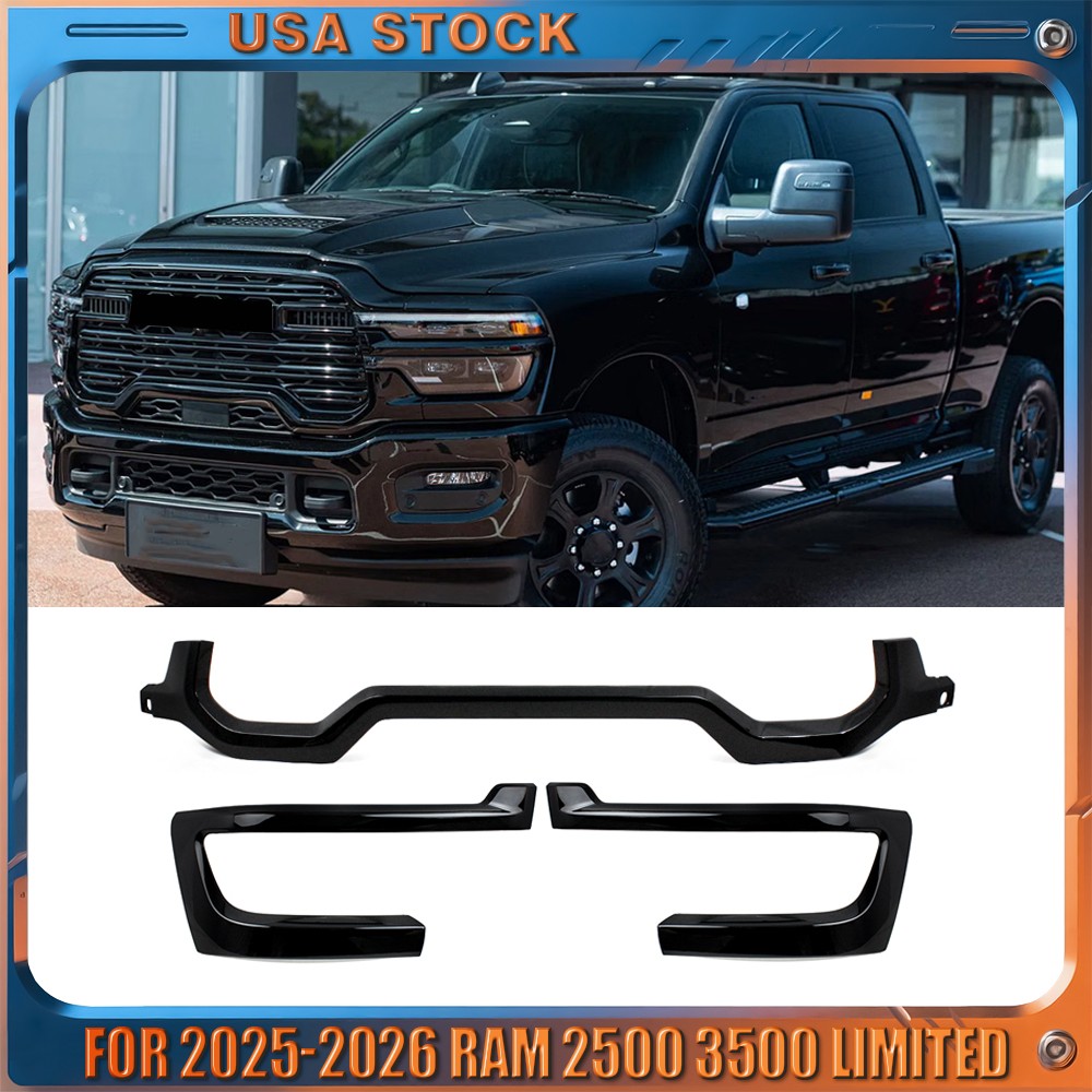 For RAM 2500 3500 2025-26 Laramie Diamond Black Front Lower Grille Trim Molding