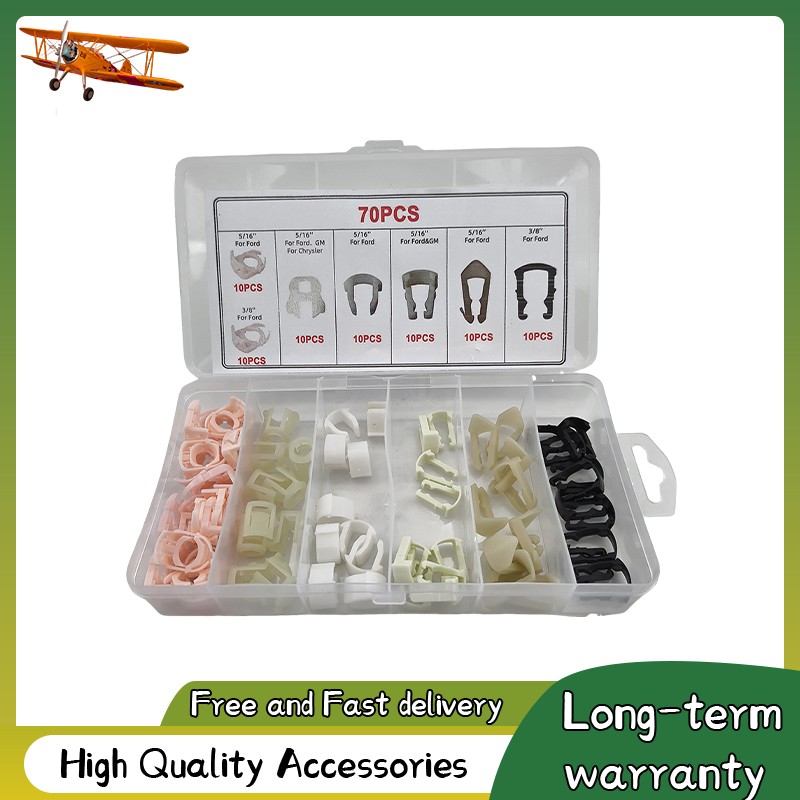 70 Pcs Fuel Line Retainer Clip Size Assortment Fit For Chrysler Ford