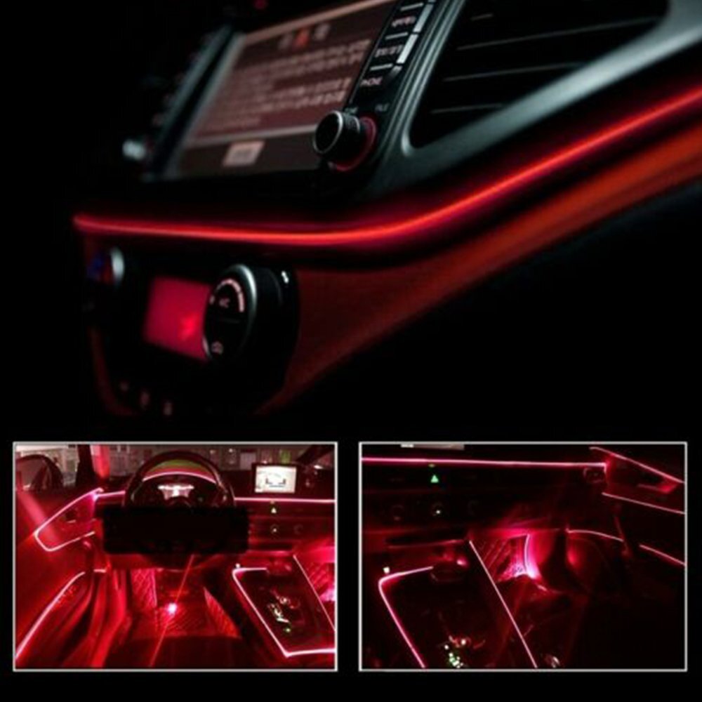 2m Red LED Car Interior Decorative Atmosphere Wire Strip Light Accessories US