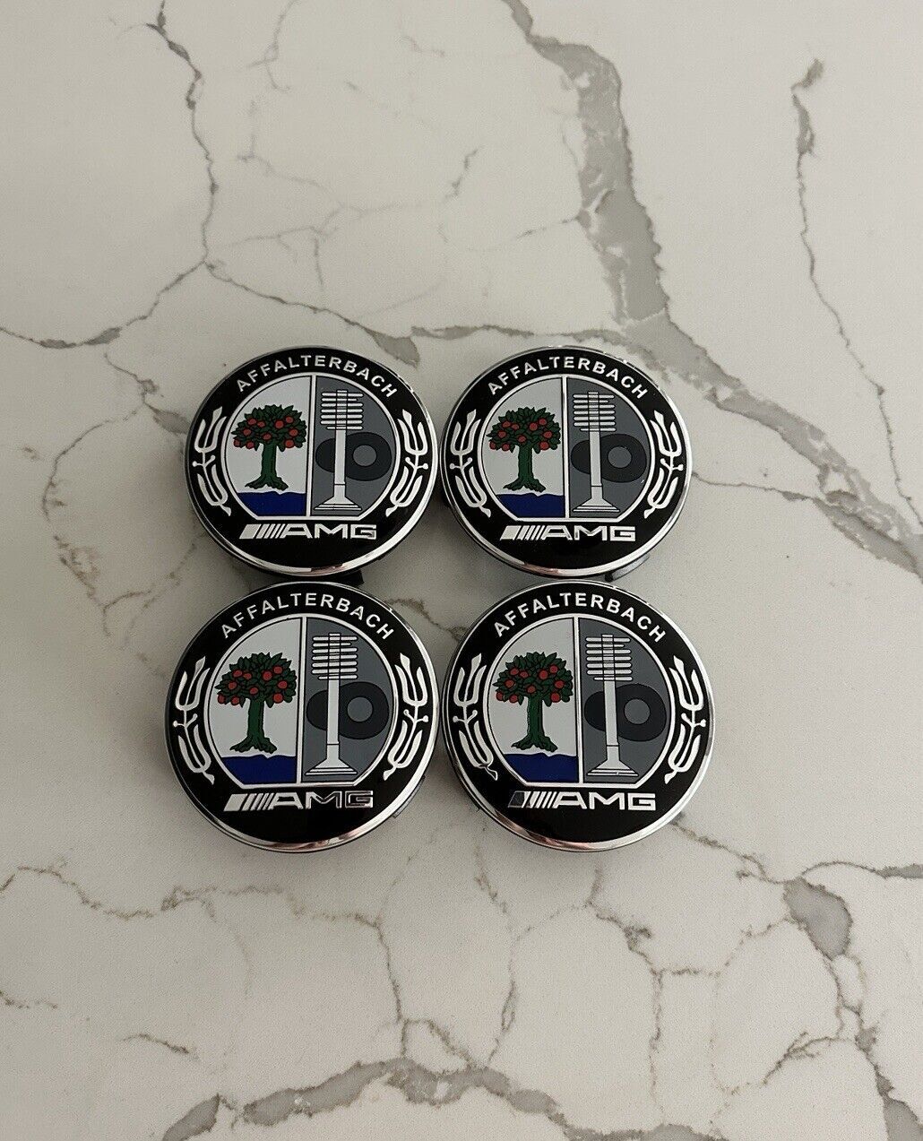 4 Wheel Center Caps AMG Affalterbach Emblem 75MM for NEW Rim