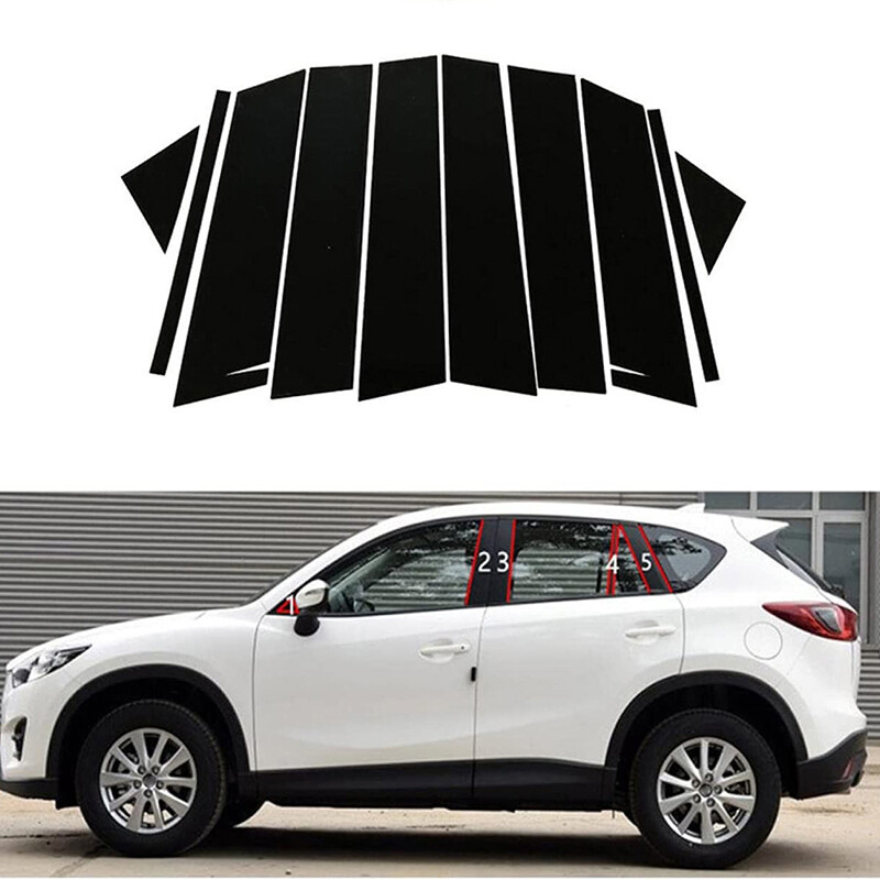 10pcs Black Pillar Post Door Molding Trim For Mazda CX-5 2013 2014 2015 2016