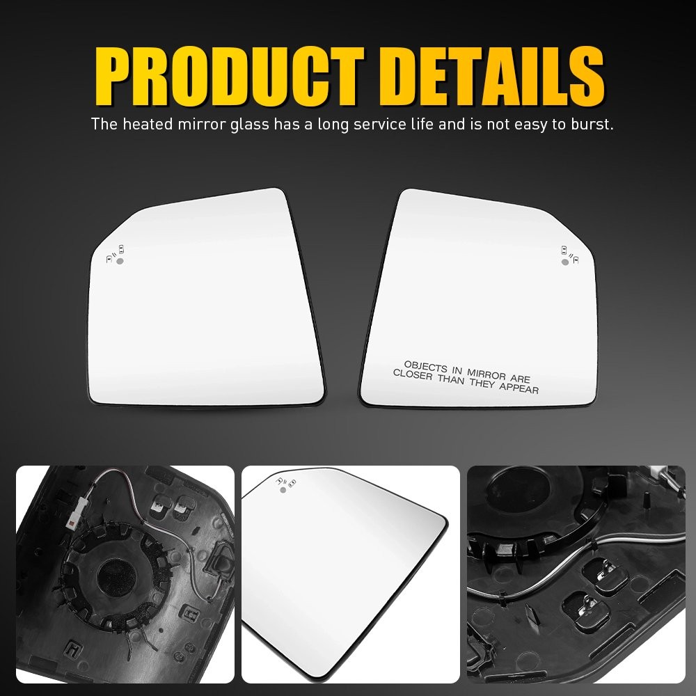 Fit 15-20 Ford F150 F-150 Driver Passenger Heated Mirror Glass Blind Spot 2-20X