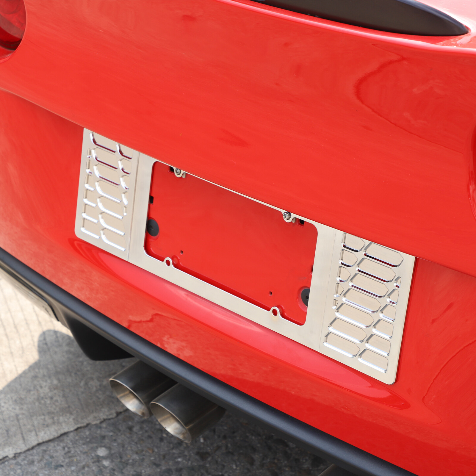 Silver Aluminum alloy Rear License Plate Frame Trim For Corvette C6 2005-13