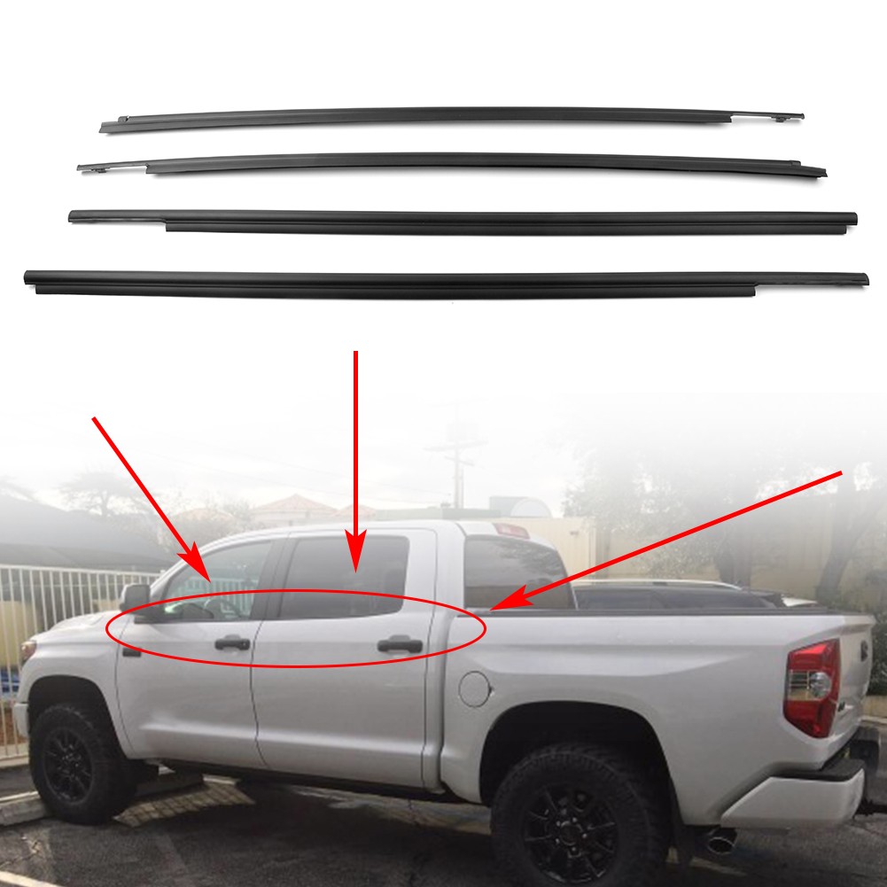 4PCS Window Moulding Weatherstrip Seal Belt For Toyota Tundra CrewMax 2007-19