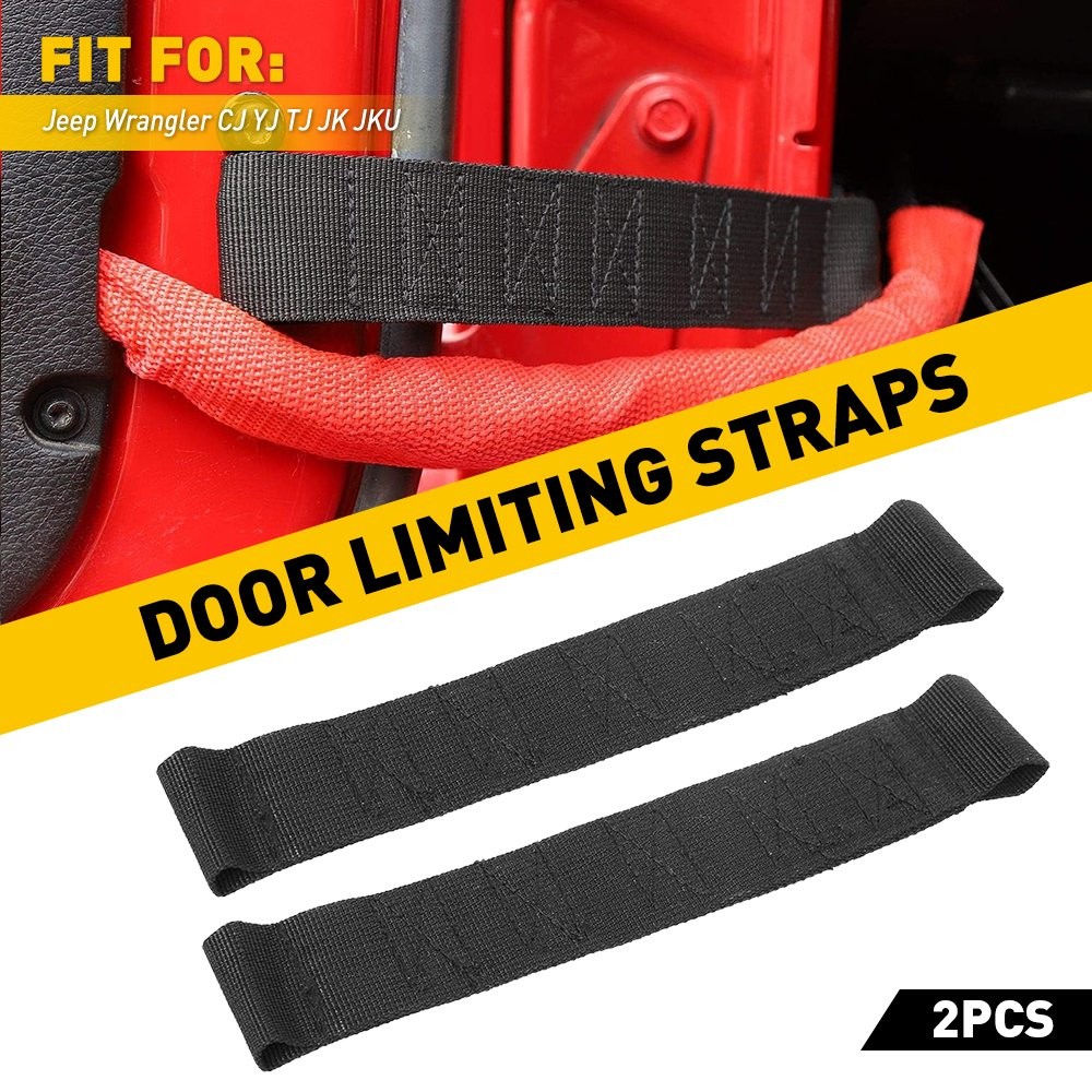 Pair Black Adjustable Door Limiting Straps For Jeep 1955-2006 Wrangler CJ/TJ/YJ