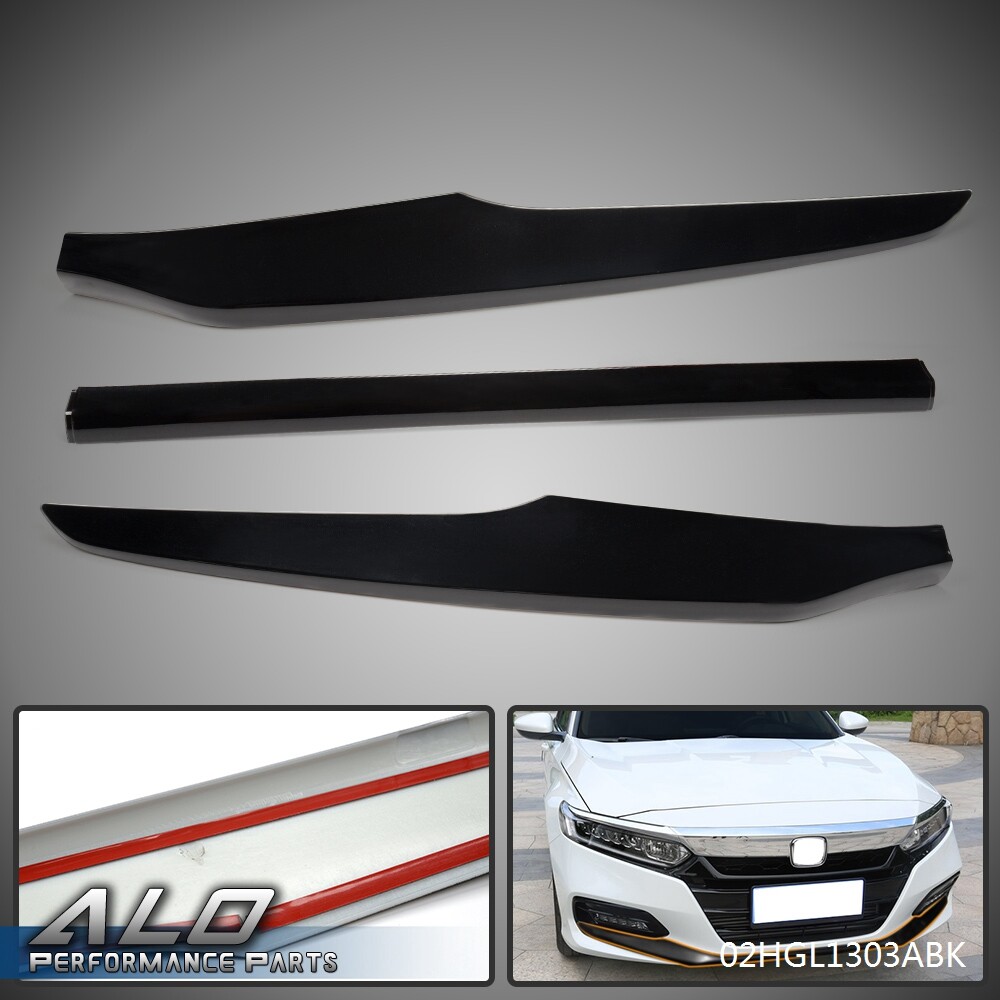 Fit For Honda Accord 2018 2019 2020 Black Front Bumper Lip Cover Molding Trims