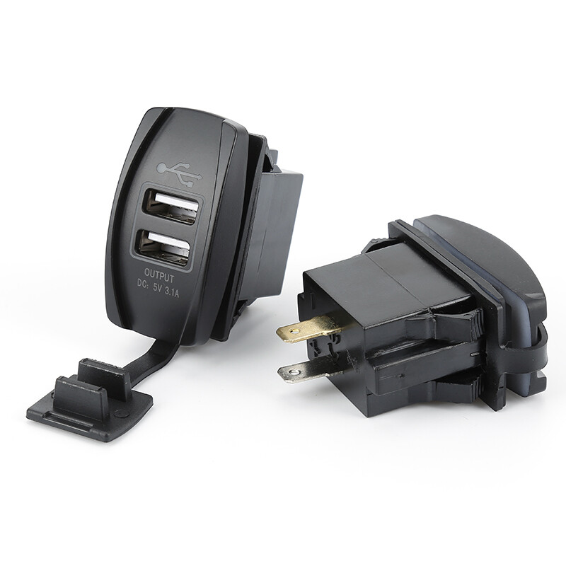 Dual USB Ports Car Phone Charger Socket Power Outlet Blue LED Adapter For Truck
