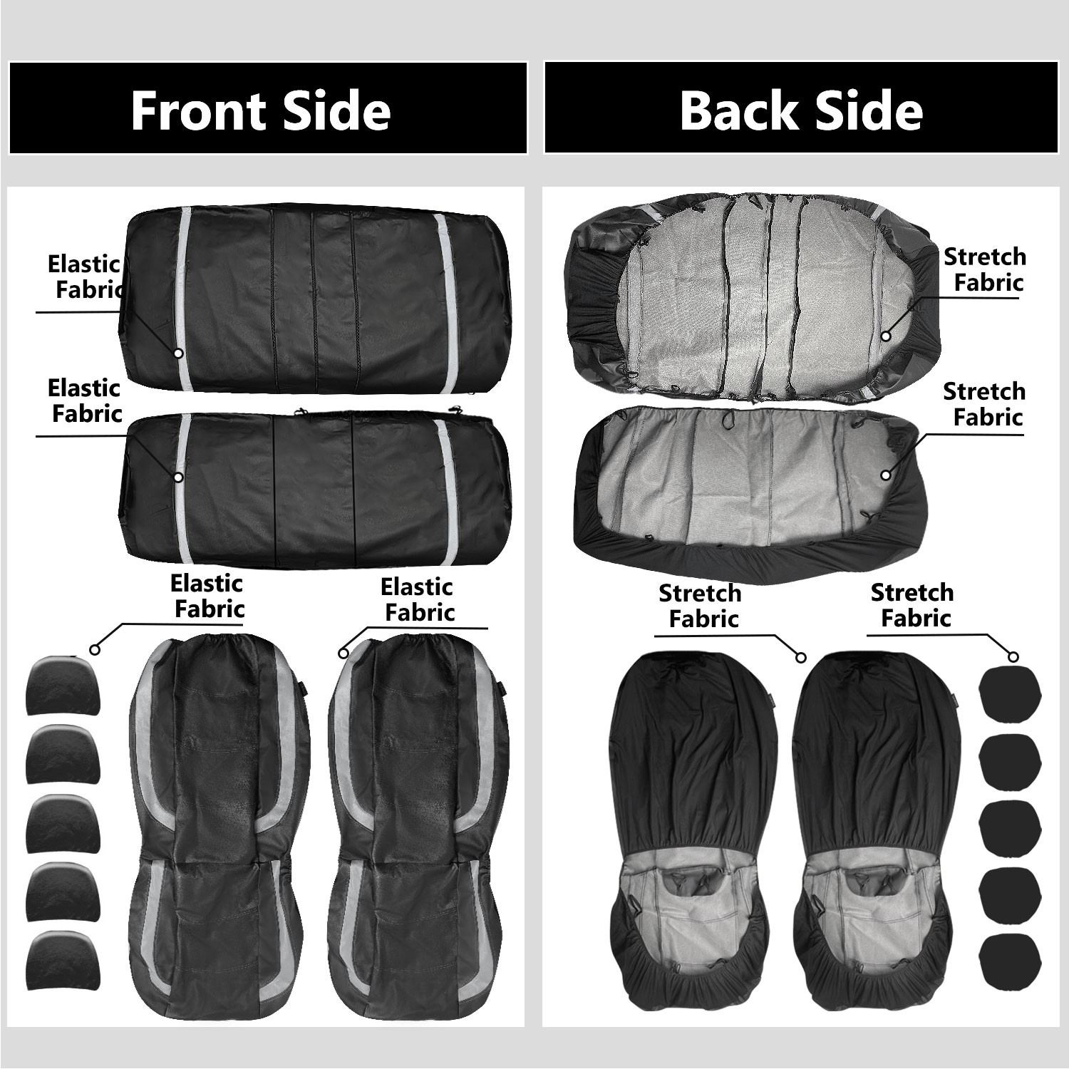 For Toyota Seat Covers Full Set PU Leather 5-Seats Front Rear Cover Protector