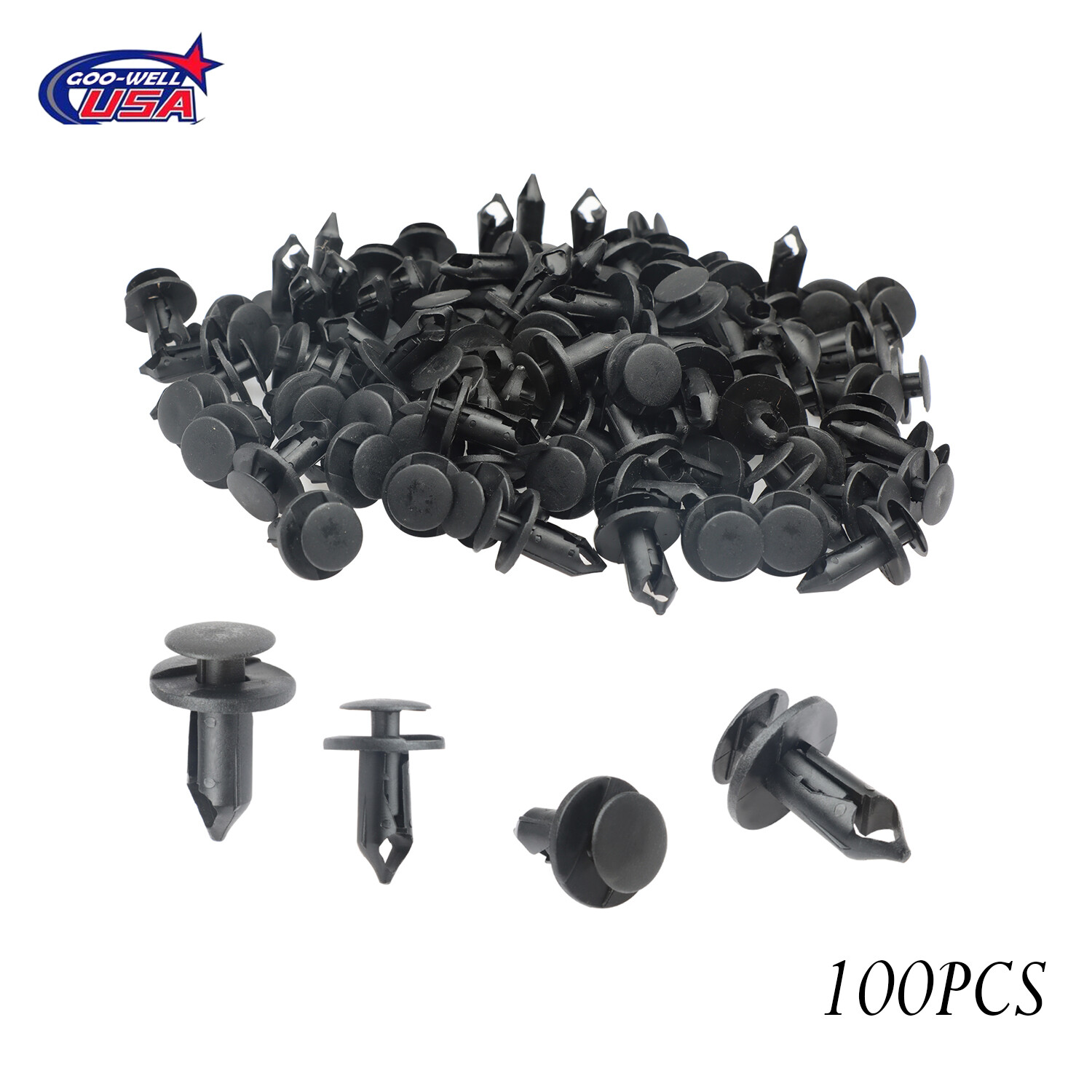 Universal 8mm Hole Rivets Retainer Fender Bumper Push Pin Fastener 100 Clips