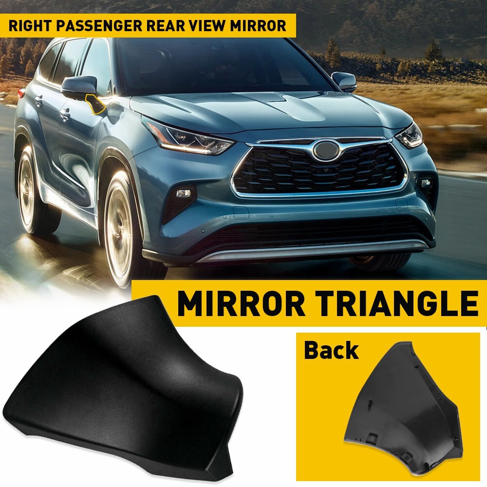 Black Right Side Mirror Triangle Base Cover For Toyota Highlander 2020 2021 2022
