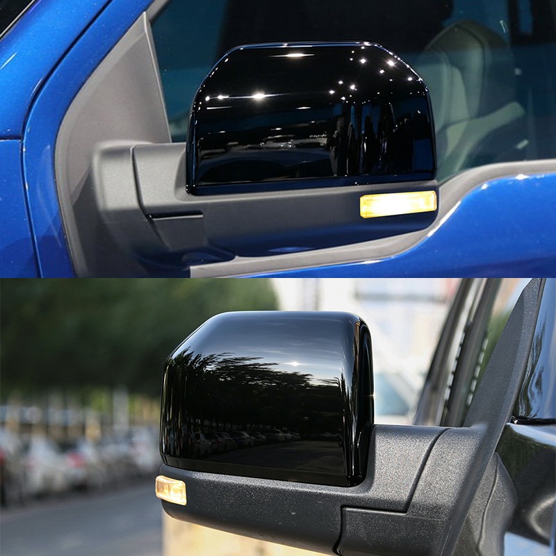 For 2015-2020 Ford F150 F-150 Top Gloss Black Side Mirror Cover Cap Replacement
